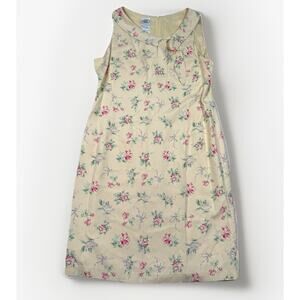 VTG Laura Ashley Yellow Silk Floral Print Cottagecore Sheath Dress Women’s Sz 14